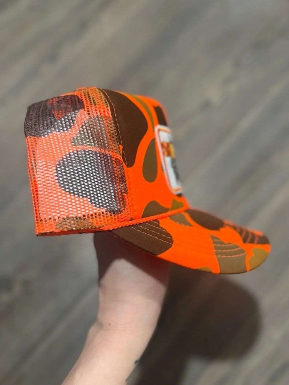 Shooters Vintage Inspired Camo Trucker Hat Blaze Orange Snapback NEW